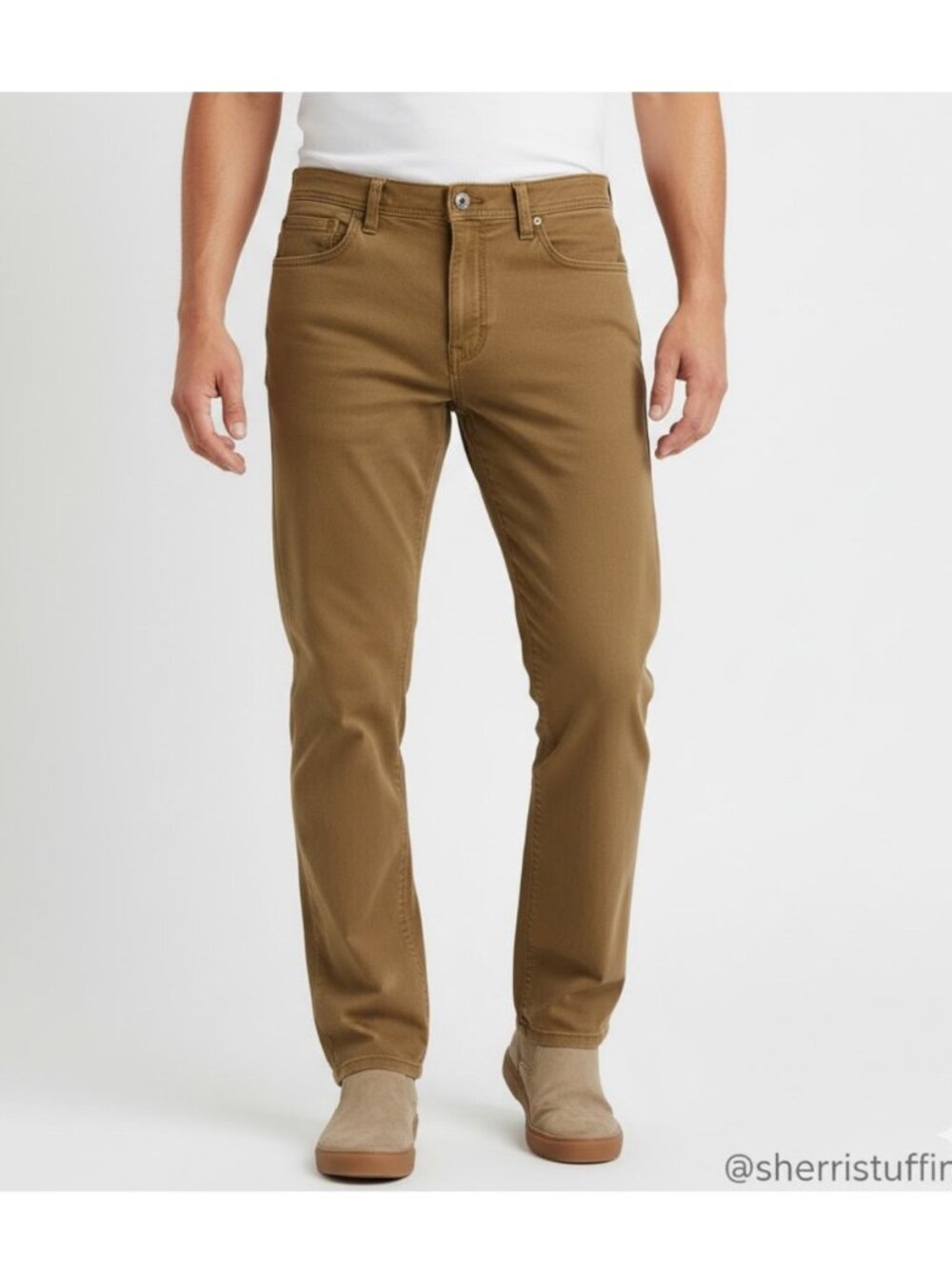 Weatherproof Mens Golden Tan Straight Fit Stretch Chino Pants 36 W 32 L